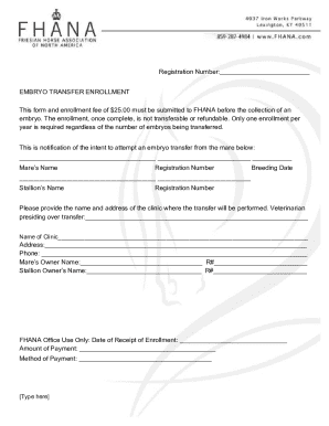 Embryo Transfer Enrollment Form