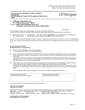 Application for Standby Letter of Credit Guarantee