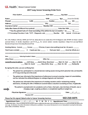 LDCT Lung Cancer Screening Order Form