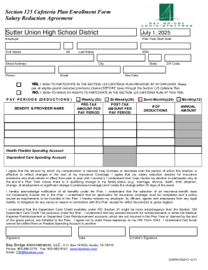 Section 125 Cafeteria Plan Enrollment Form