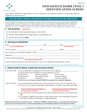 New Mexico PASRR Level I Identification Screen