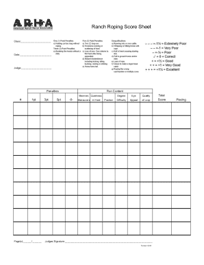 Ranch Roping Score Sheet