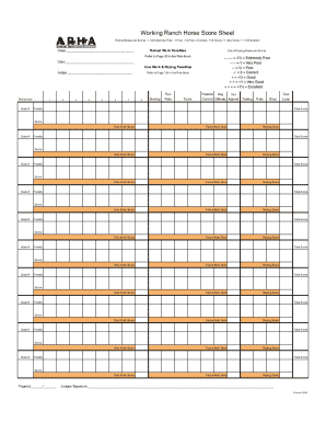 Working Ranch Horse Score Sheet