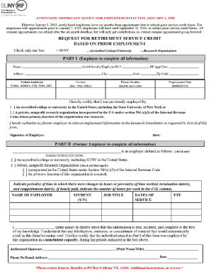 Request for Retirement Service Credit