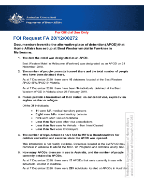 Freedom of Information Request on APOD Detention