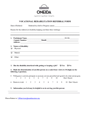 Vocational Rehabilitation Referral Form