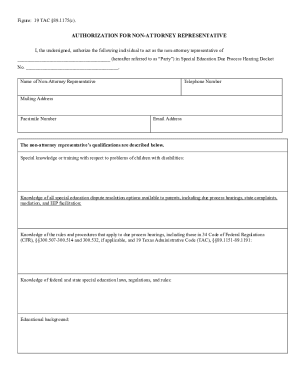 Authorization for Non-Attorney Representative