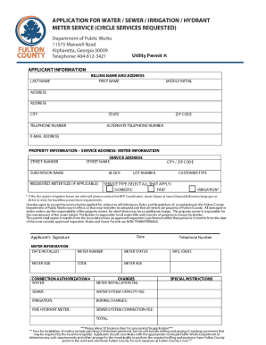 Fulton County Water Sewer Meter Service Application