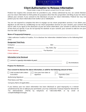Client Authorization to Release Tax Information