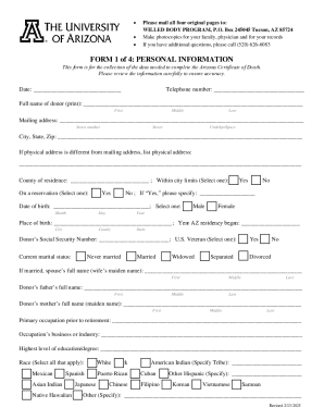 Arizona Anatomical Donation Form