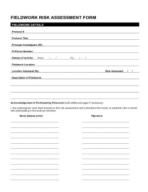 Fieldwork Risk Assessment Form