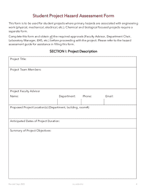 Student Project Hazard Assessment Form