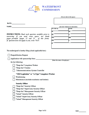 Waterfront Commission Application Form