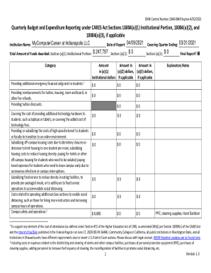 Quarterly Budget and Expenditure Reporting under CARES Act