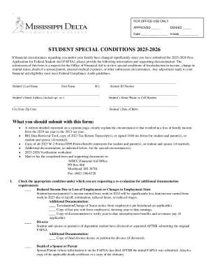Student Special Conditions Form 2025-2026
