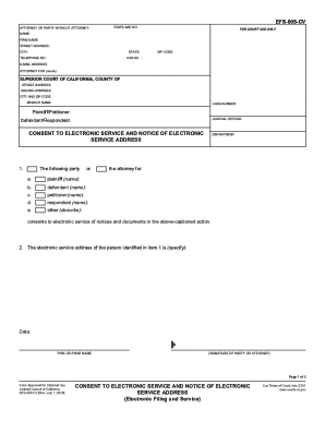 California Consent to Electronic Service Form