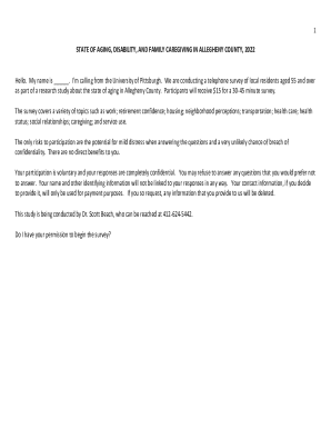 Allegheny County Aging Survey Form