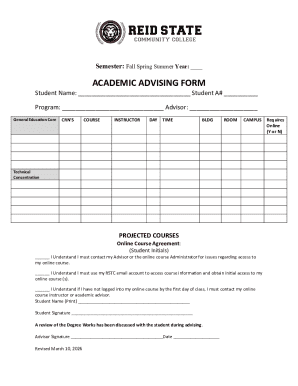 Academic Advising Form