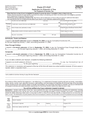 Connecticut Income Tax Extension Form CT-1127