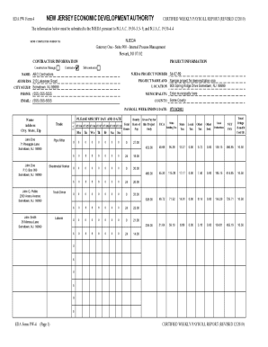 New Jersey Certified Weekly Payroll Report