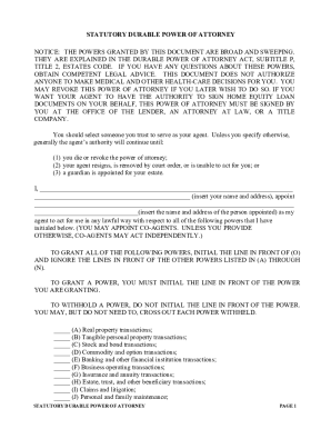 Statutory Durable Power of Attorney