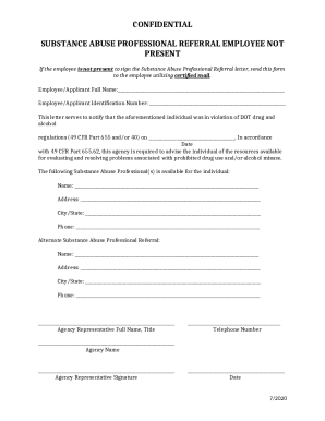 Substance Abuse Professional Referral Employee Not Present