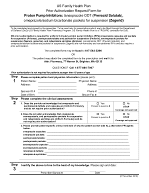 US Family Health Plan Prior Authorization Request Form for Proton Pump Inhibitors