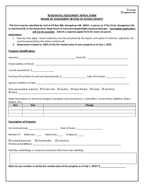 Residential Assessment Appeal Form