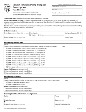Mayo Clinic Pump Supplies Form