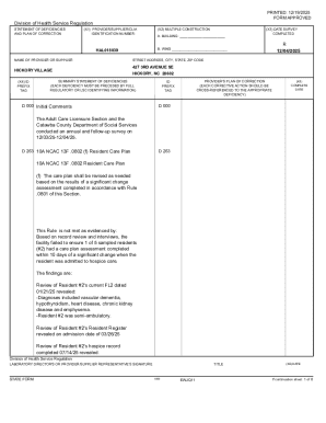 North Carolina Statement of Deficiencies