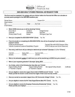 Adult Studies Financial Aid Request Form