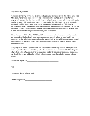 Spay/Neuter Agreement