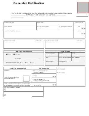 Ownership Certification Form