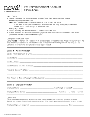 Pet Reimbursement Account Claim Form
