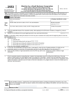 Form 2553 S Corporation Election