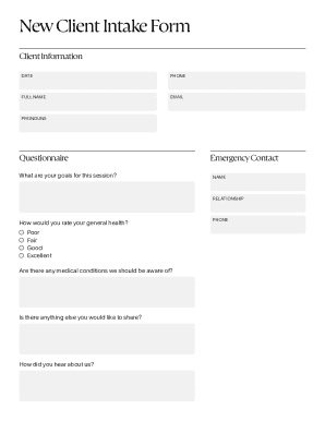 New Client Intake Form