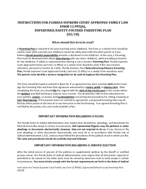 Florida Supervised Safety-Focused Parenting Plan