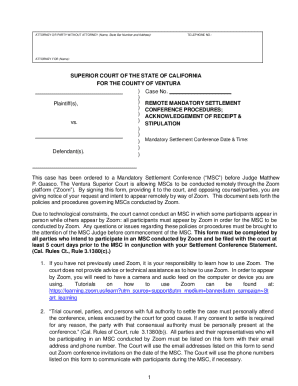 California Remote Mandatory Settlement Conference Stipulation