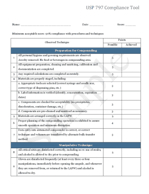 USP 797 Compliance Tool