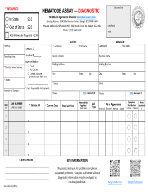 Nematode Assay Diagnostic Form