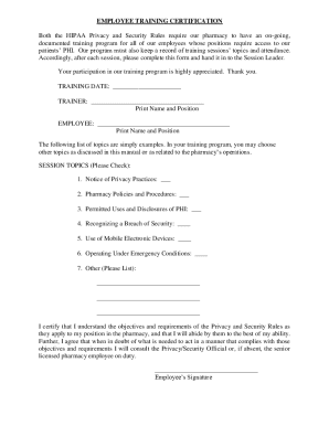 Employee Training Certification