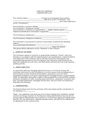 Fixed Fee Contract for Single Family Residence Construction