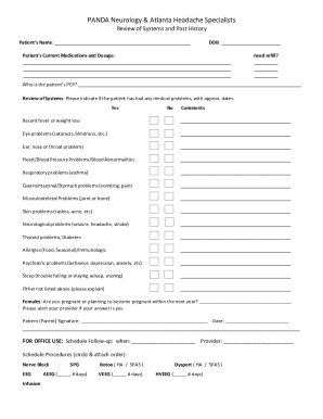 Neurology Medical Information Form