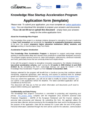 Knowledge Rise Startup Acceleration Program Application Form