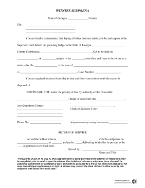 Georgia Witness Subpoena