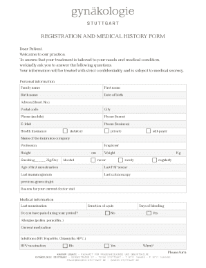 Patient Registration and Medical History Form