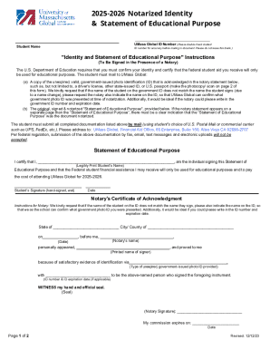 2025-2026 Notarized Identity & Statement of Educational Purpose