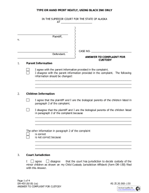 Answer to Complaint for Custody