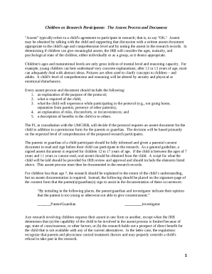 Child Research Participant Assent Form