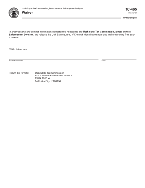 Utah Criminal Record Release Form